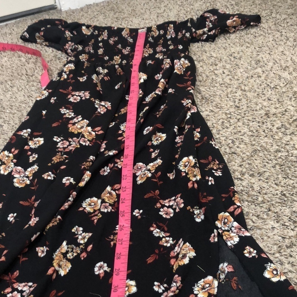 Nordstrom Socialite Maxi Dress Size XS Black Floral Off Shoulder OTS - Picture 10 of 11